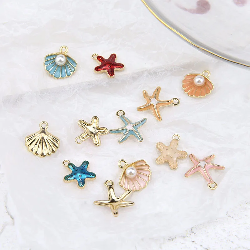 20 шт./лот морская океана эмаль Морская звезда Ракушки Серьги Подвески красочное
