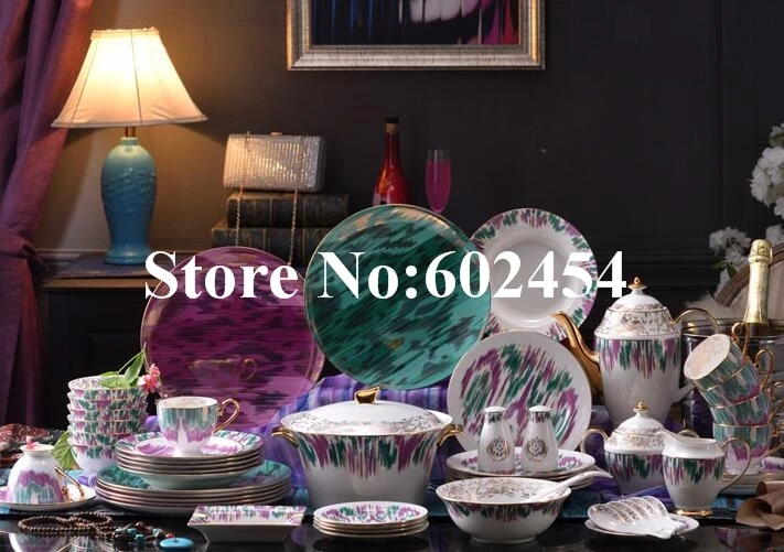 Набор фарфоровой посуды в европейском стиле из 2019 шелка набор 58 предметов для 6