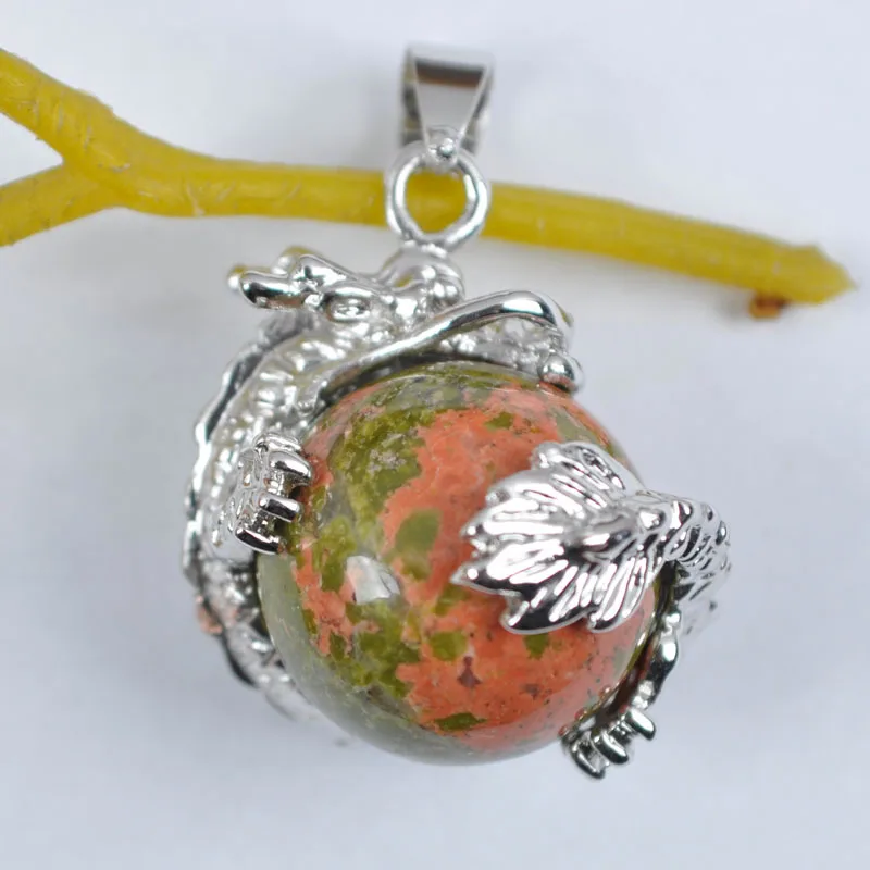 Ювелирные изделия Unakite Epidote с круглыми бусинами дракон подарок для женщины S553 |