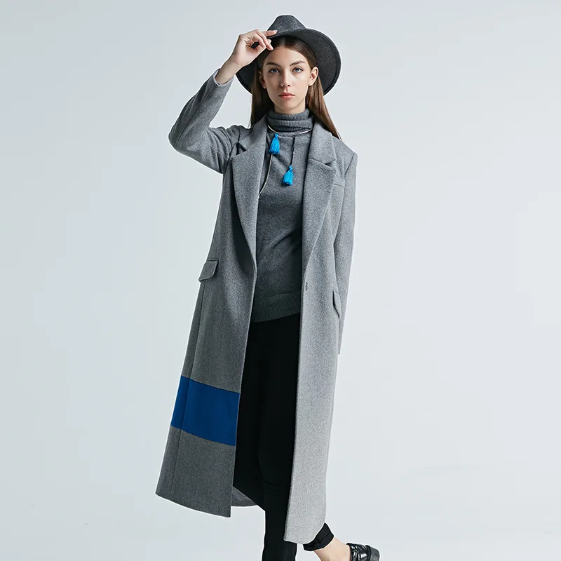 Goedkoop 2017 Splicing Lichtgrijs Lange Katoen Mode Merk Ontwerp Vrouwen Jas Lange Katoen Plus Size Jassen Vrouwen Winter Jassen Jassen