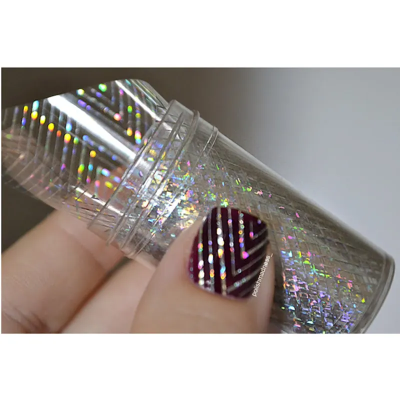 1 рулон 100*4cm лазерной волны ногтей Фольга голографические Diamond передачи наклейки