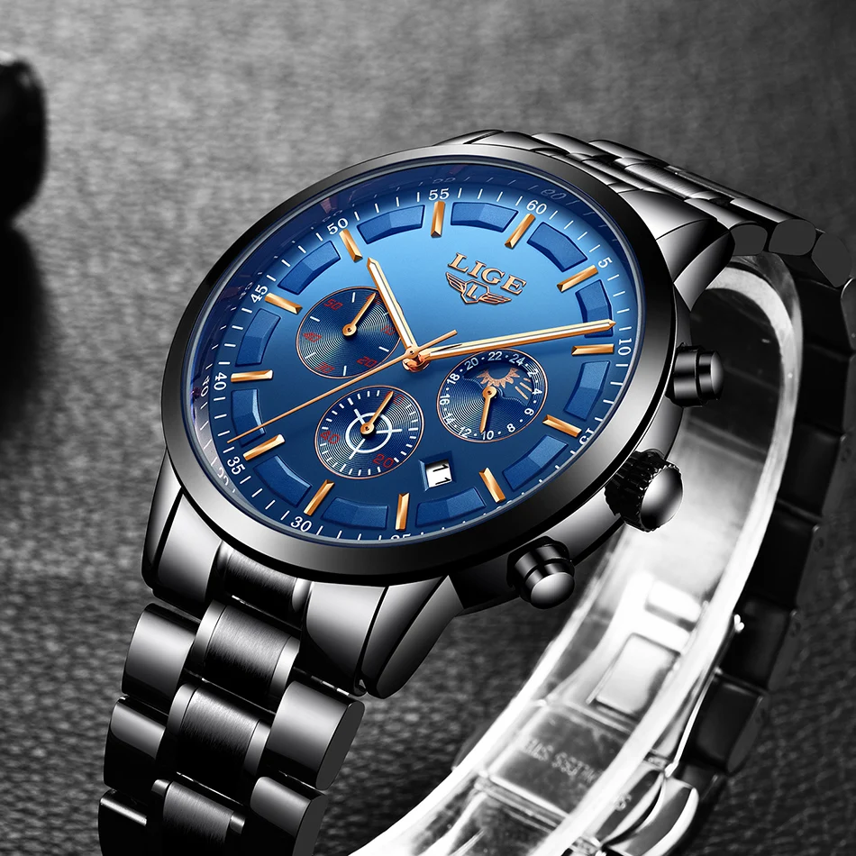 Relogio Masculino часы мужские LIGE модные спортивные кварцевые часы мужские s часы лучший бренд класса люкс Бизнес водонепроницаемые наручные часы