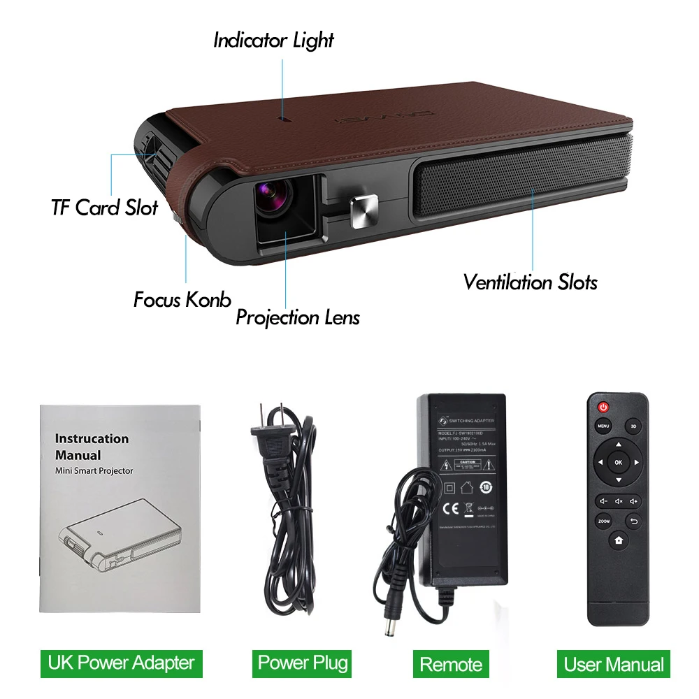 Светодиодный карманный мини проектор 4K DLP умный портативный домашний кинотеатр