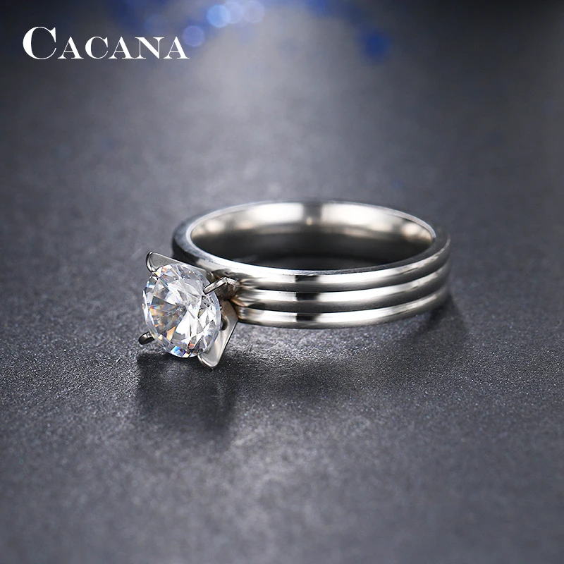 Женские кольца из нержавеющей стали CACANA модные ювелирные изделия № R28|stainless steel
