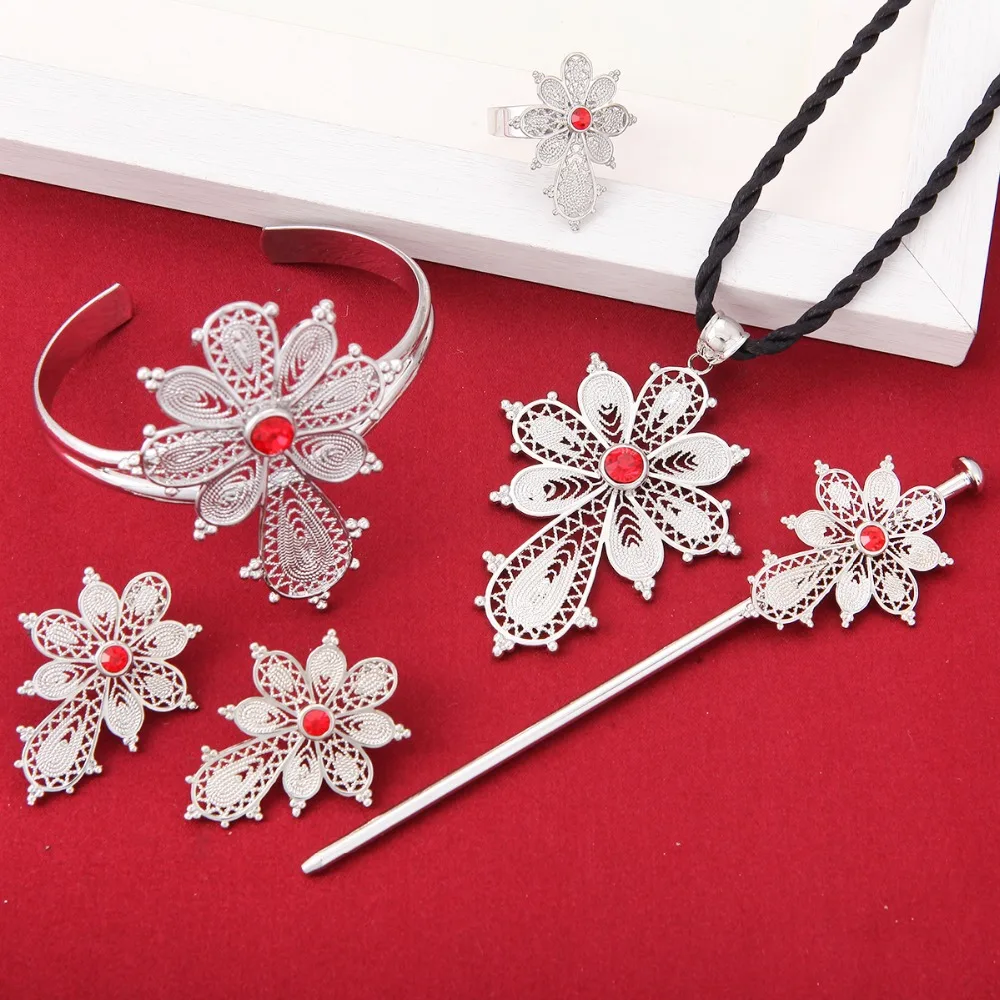 Новейшие комплекты ювелирных изделий: Эфиопский крест ожерелье подвеска браслет