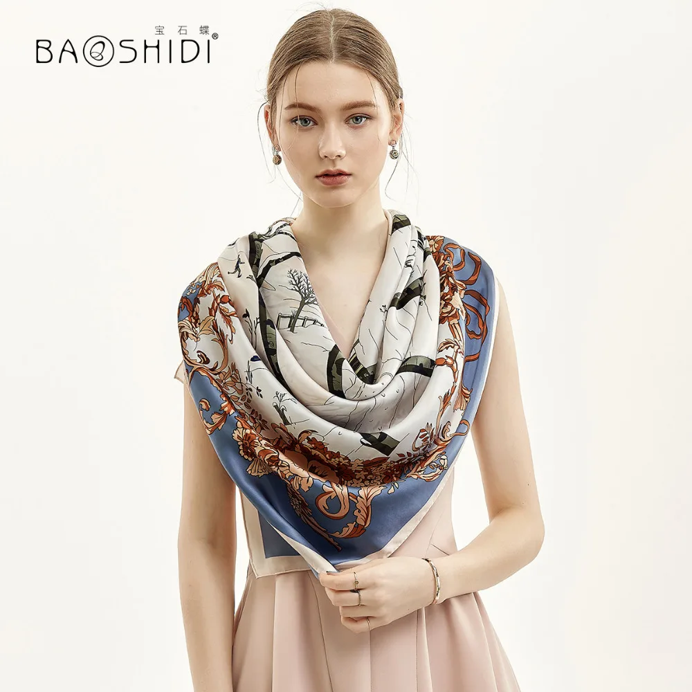 [BAOSHIDI] шарф из 100% шелка 16 момме 106*106 см квадратные шарфы Infinity рулонная работа