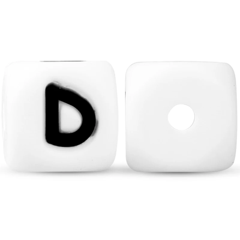 D Keep& Grow, 100 шт, 12 мм, силиконовые бусины с буквами, без бисфенола, Детские Прорезыватели, Английский алфавит, буквы, пищевое качество, Детские Прорезыватели для зубов - Цвет: D