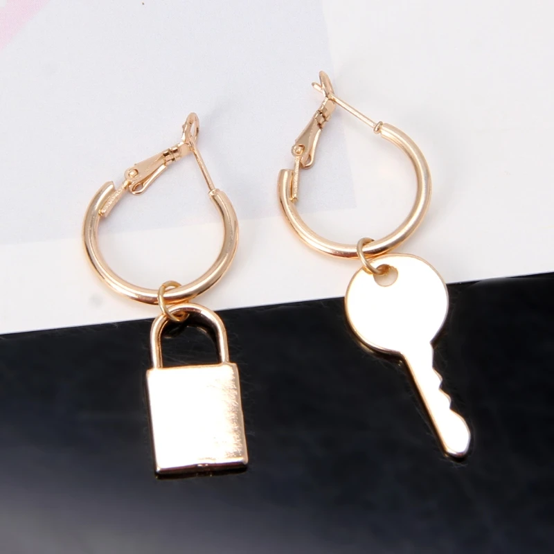 1 Pair Lock and Key Mismatch Drop Earrings For Women Bff Simple Fashion Jewelry | Украшения и аксессуары