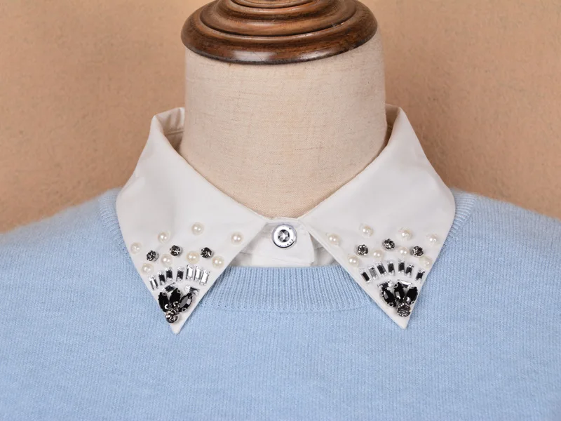 Модный жемчужный воротник хлопковый декоративный бюст фальшивый белый кристалл