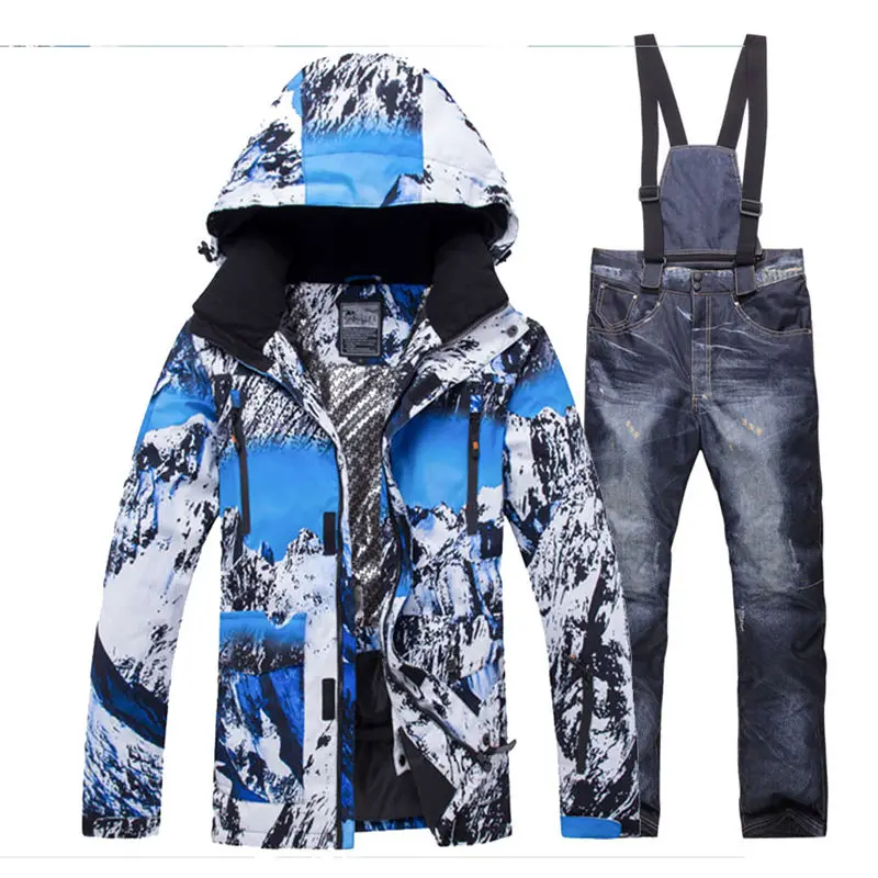 Pic Jacket and pant Куртка+ ремень брюки наборы для мужчин зимний костюм Спорт на открытом воздухе одежда Сноубординг наборы водонепроницаемый ветрозащитный зимний костюм Лыжная одежда - Цвет: Pic Jacket and pant