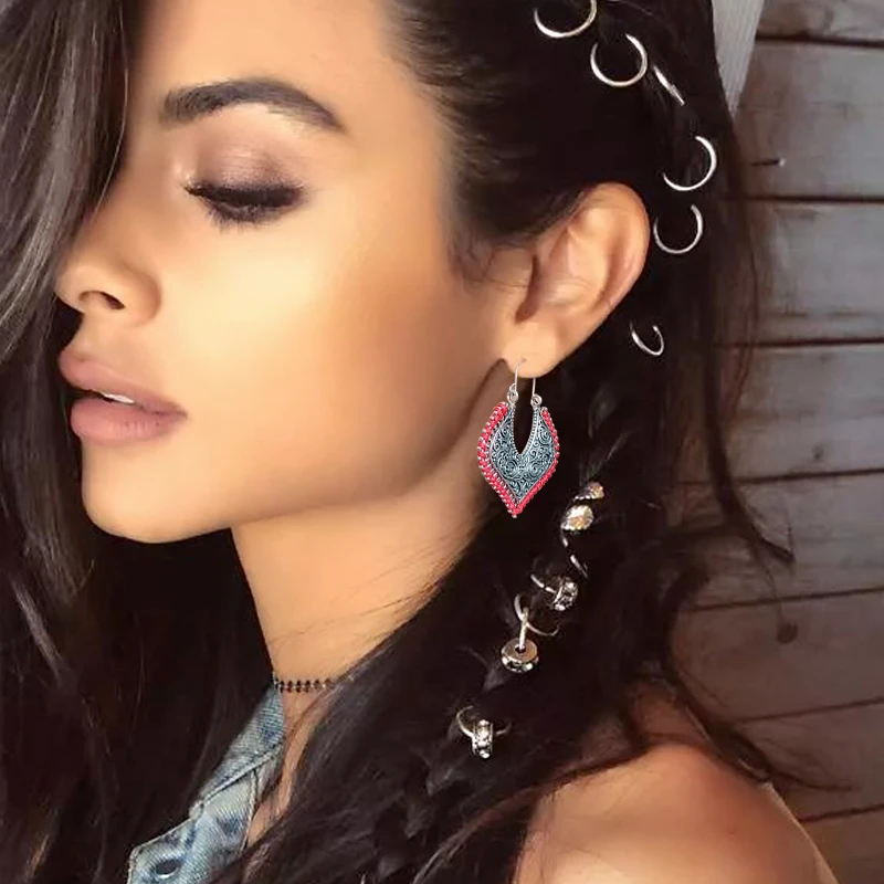 Новые богемные серьги кольца ручная плетеная веревка винтажные резные полые с