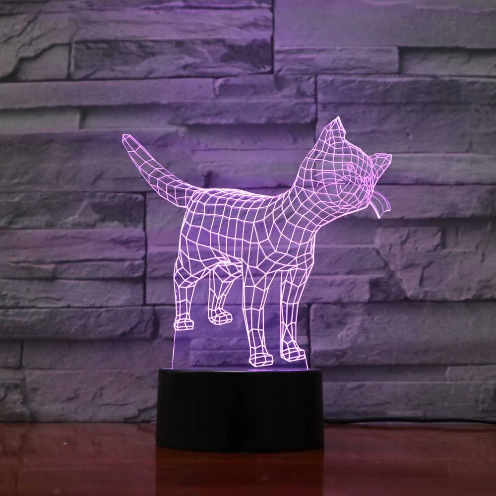 Творческий 7 цветов Изменение 3D Led животного ночные светильники Usb сенсорный