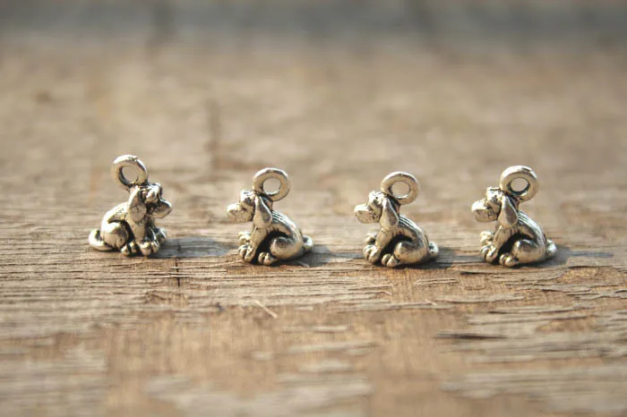 15 шт.-подвески для маленьких собак Античные тибетские серебряные Тоны 3D товары