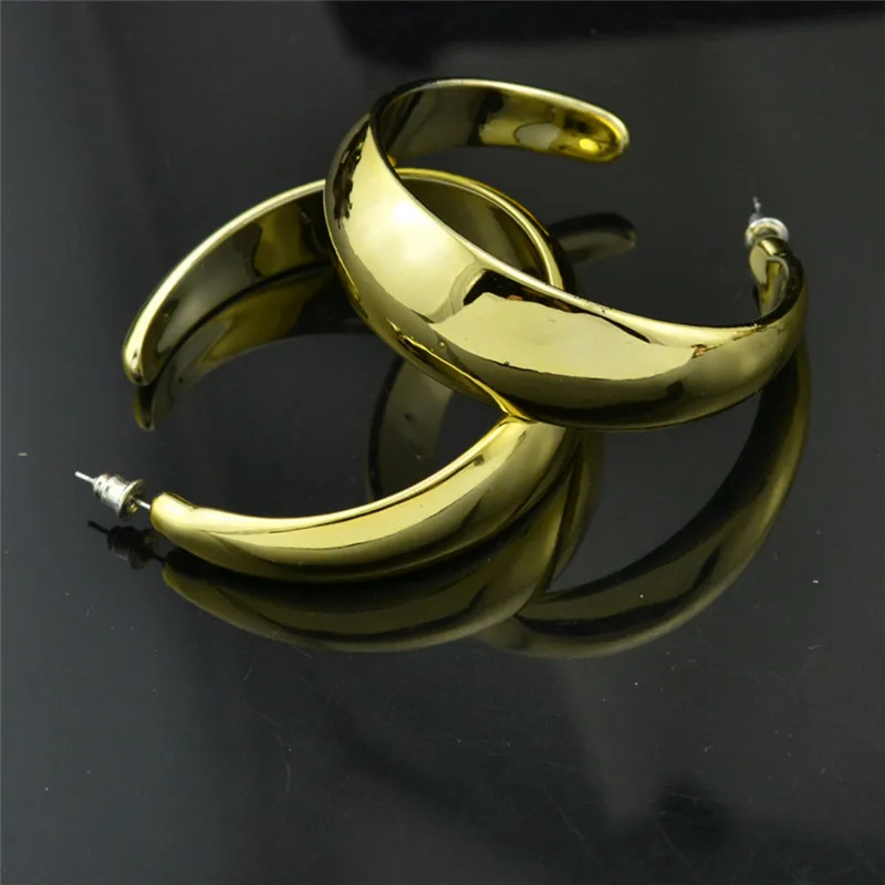 Серьги кольца для женщин большой круг золотой C Форма Круглые Оптовая Продажа
