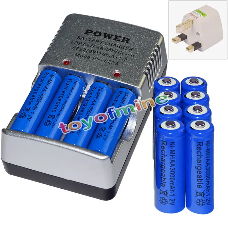 12x AA 3000mAh 1.2В батареи ni-mh аккумуляторная батарея синий + 1x смарт-зарядное
