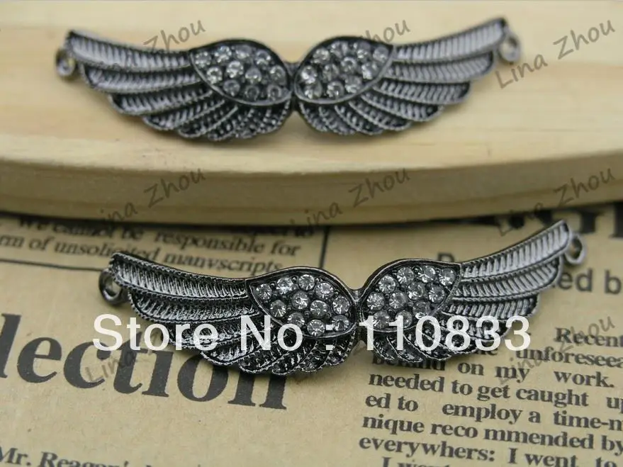 Free Shipping! Wholesales: 10PCS Angel Wings DIY Spacer Pave Connector For Bracelet and Jewelry Makings-Optionally | Украшения и
