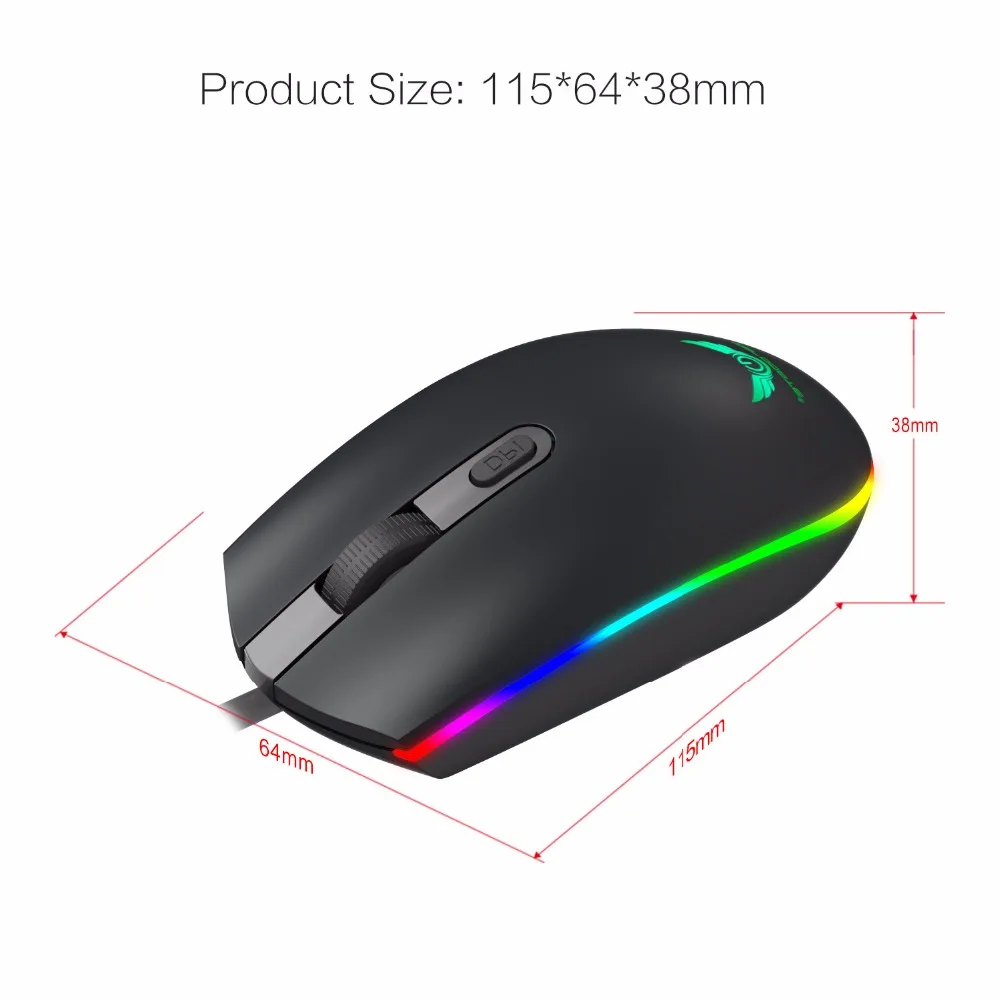 

USB Wired Mouse Optical Gaming Mouse RGB LED Backlight Game Mouse for PC Laptop Human Boody