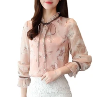 fashion woman blouses 2019 women chiffon blouse bow long sleeve shirt casual office shirts