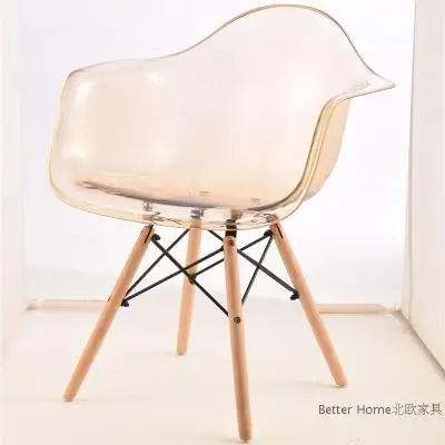 29%Simple Modern Home Back Dining Chair Plastic Chair Transparent Backrest Lounge Chair Meeting Office Coffee Shop