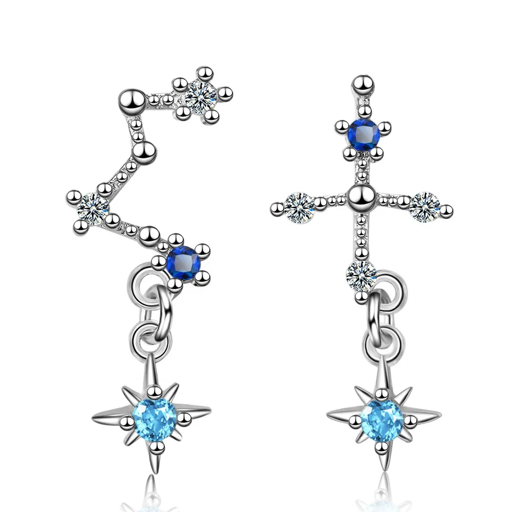 

Elegant Asymmetric Big Dipper Shine Cubic Zirconia 925 Sterling Silver Ladies Stud Earrings Jewelry For Women Christmas Gift