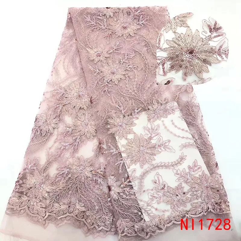 African Lace Fabric 2019 High Quality Bridal Embroidery White With Sequins For Wedding Dress NANI1728-1 | Дом и сад