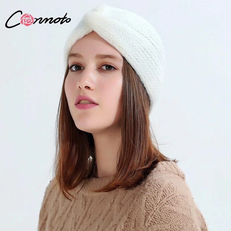 Conmoto off белая вязаная шапка женские зимние шапки для женщин 2018 Осенние теплые