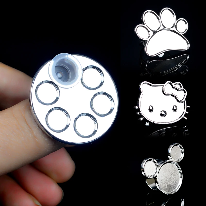 1 шт. милый мини дизайн ногтей металлический кольцо с палитрой для смешивание