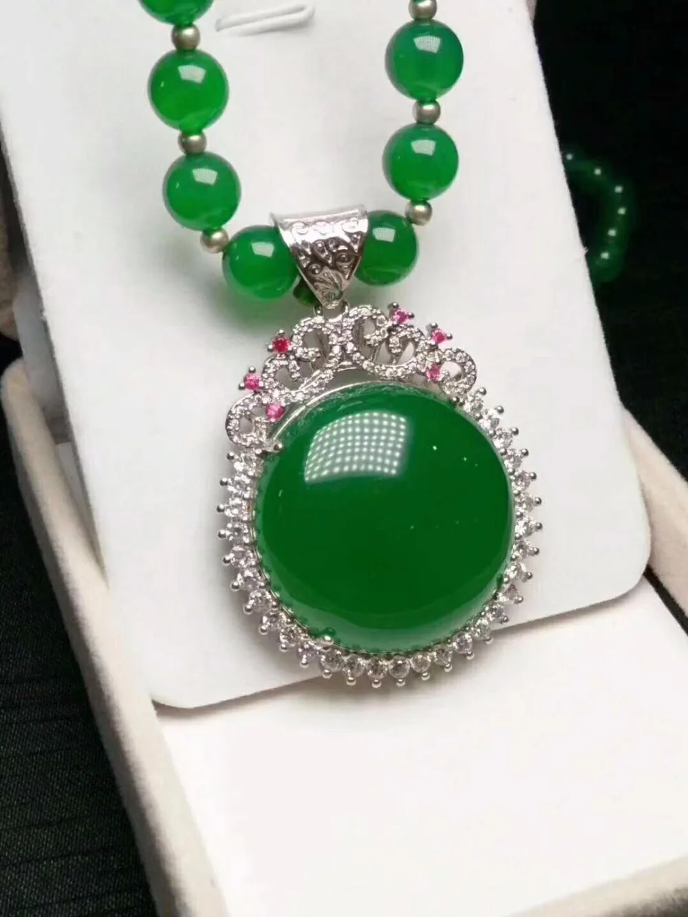 New natural green jadeite sweater chain 925 silver inlaid | Украшения и аксессуары