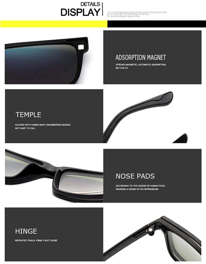 Optical Eyeglasses Frame Men Women With Clip On Magnets Polarized Sunglasses Myopia Eye Glasses Spectacle Frame QF053