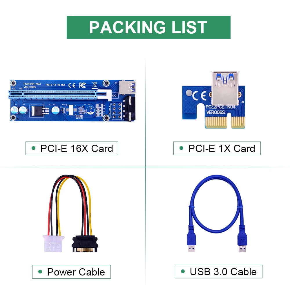 CHIPAL 10 шт. VER006S 60 см PCI E Райзер карта Express PCIe 1x к 16x адаптер USB 3 0 кабель SATA 4