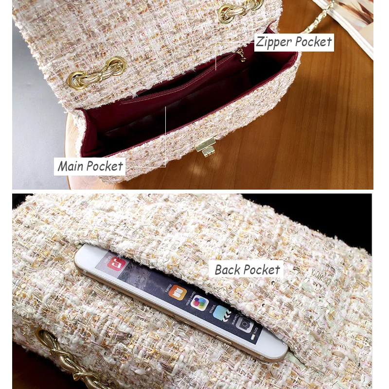 MTENLE Клетчатая Шерстяная Женская сумка через плечо роскошные сумки дизайнерские Брендовые женские сумки ретро сумки на плечо женские сумки на цепочке F