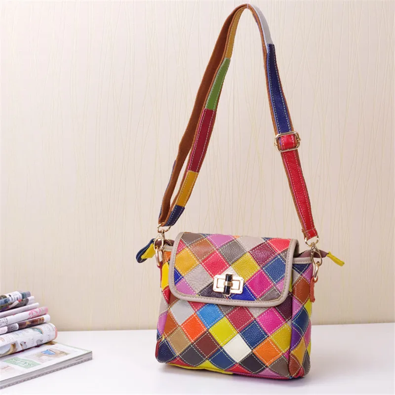 Caerlif Для женщин Сумки плеча Crossbody из натуральной кожи сумка Bolsas женская Красочные