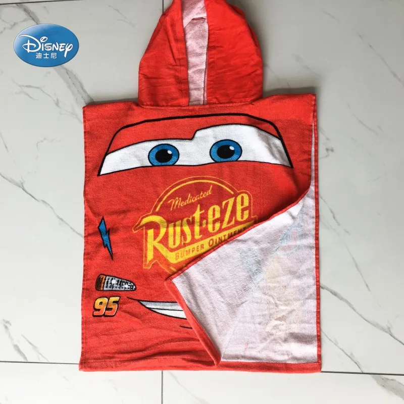 Полотенце Disney Mc Queen из 100% хлопка с капюшоном для девочек 0 3 лет банное пляжное