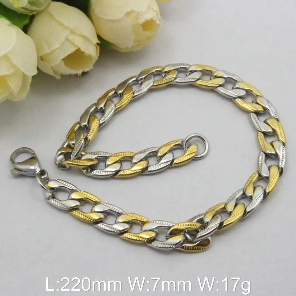 Модный браслет из нержавеющей стали оптом ювелирный серебряный браслет-цепочка