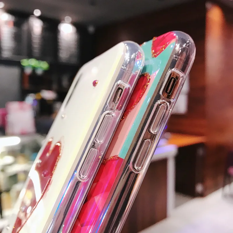 Lovely heart Rhinestone Cases For iPhone XS MAX XR 6 6s 7 8 Plus X Case Transparent Frame TPU Cover Phone Funda Coque Girl |