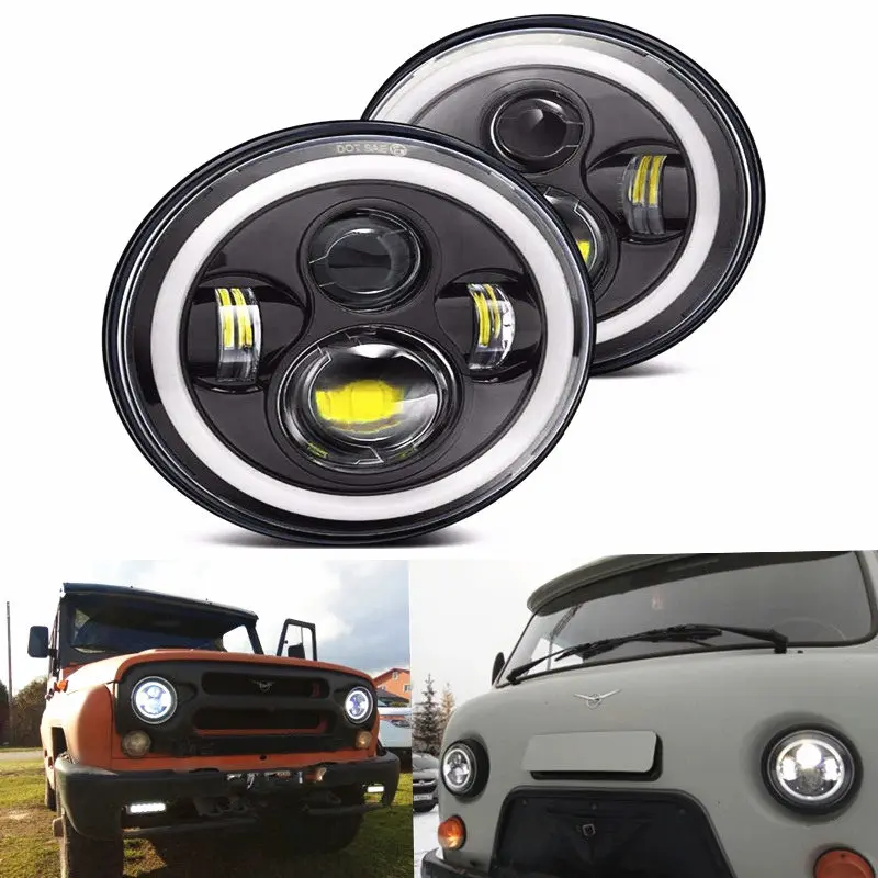 Для Lada 4x4 urban Niva suzuki samurai 7 "черный светодиодный H4 фар мотор лампы фары для Jeep JK Land