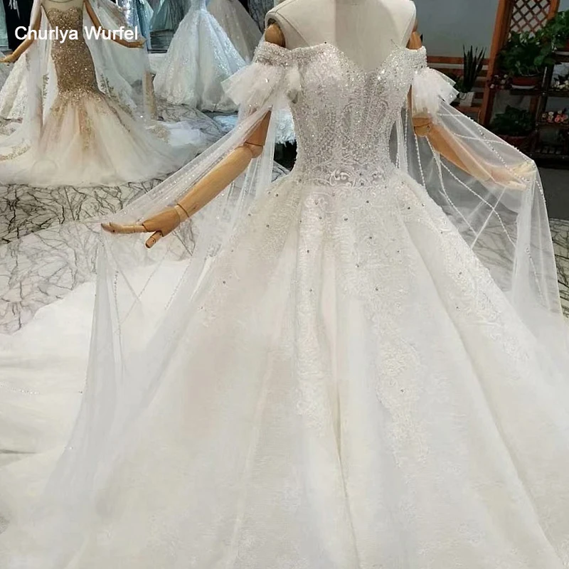 LS179445 sweetheart crystal wedding dresses with beads special off shoulder short sleeves bridal gown 2018 latest design | Свадьбы и