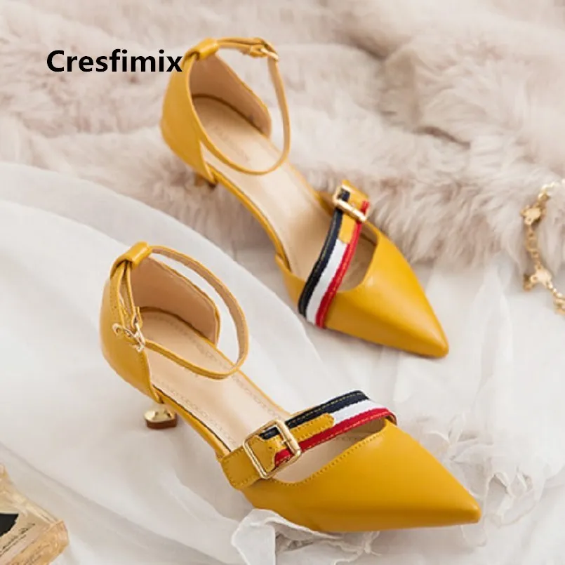 Cresfimix women cute sweet spring pu leather high heel pumps lady casual comfortable shoes femmes hauts talons a5010 | Обувь