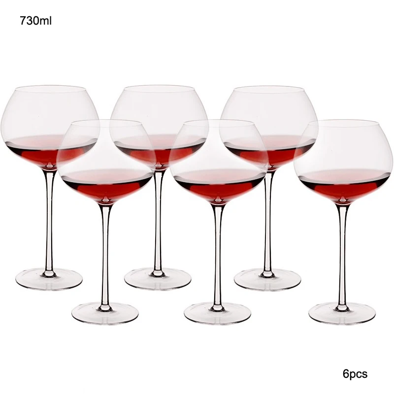 730ml 6pcs Бокал для вина, хрустальный бокал для вина, домашний бокал для напитков, креативный бокал для шампанского, праздничные свадебные принадлежности - Цвет: 730ml 6pcs