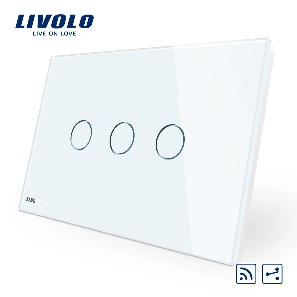 Сенсорный выключатель Livolo AU/US Стандартный VL C903SR 11 3 ган 2 Way дистанционный