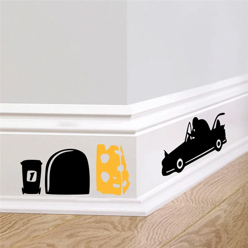 Забавная мышь кошка 3d яркое отверстие автомобильные наклейки на стену наклейка