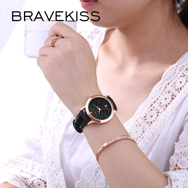 BRAVEKISS 5 цветов Роскошные Алмазные женские кварцевые часы со звездным циферблатом