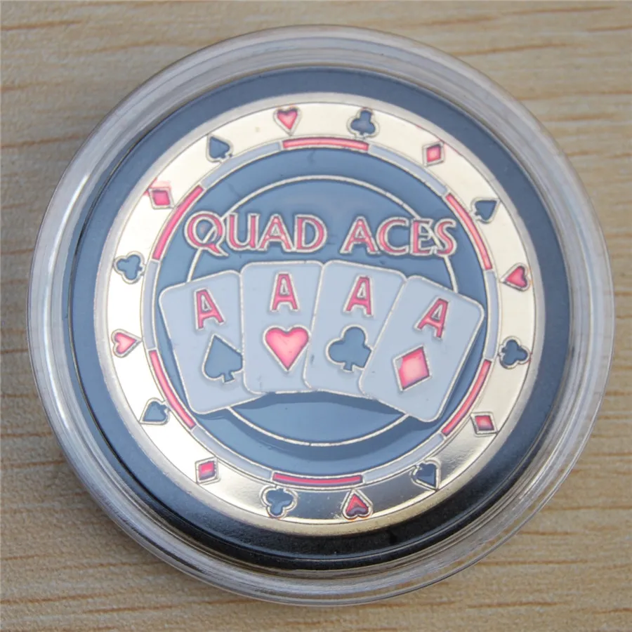 

Free Shipping,Metal for Pressing Poker Cards Guard Protector " QUAD ACES" Poker Chips Souvenir Coins