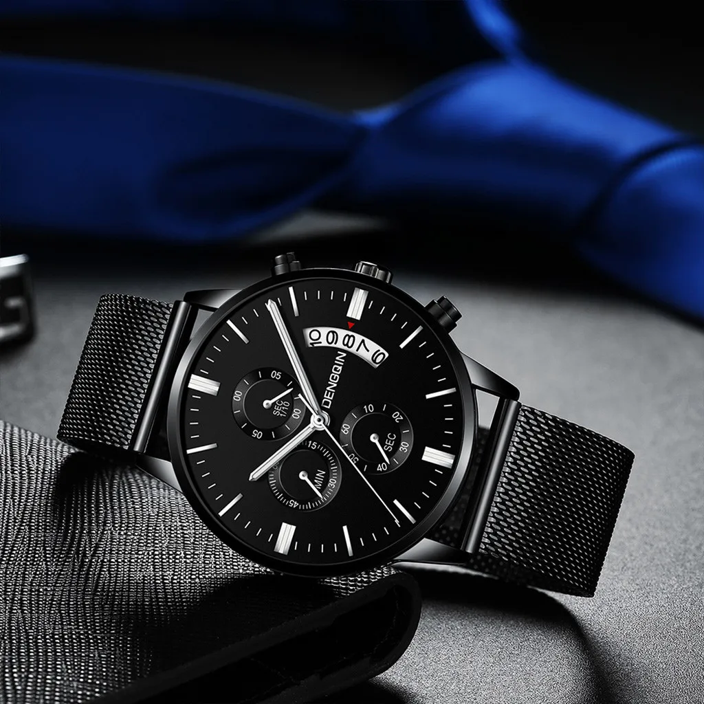 Мужские часы DENGQIN модные повседневные кварцевые деловые с ремешком из