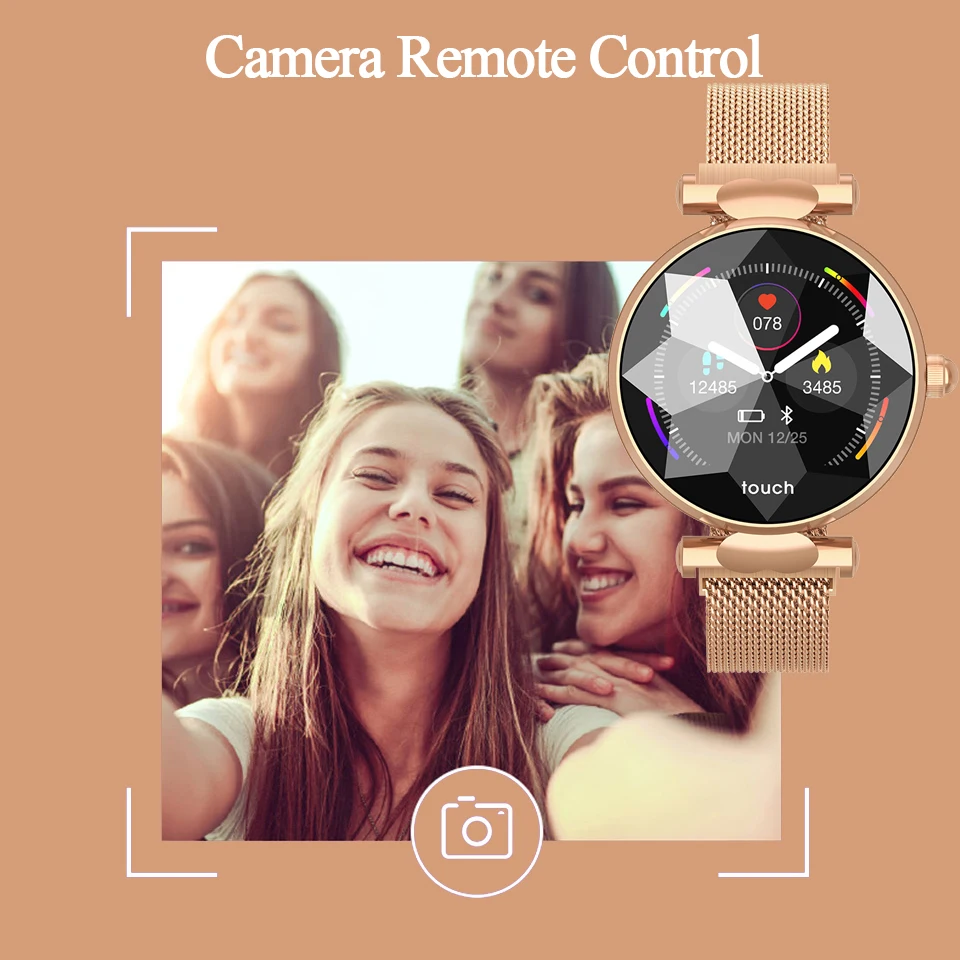 Смарт-часы для женщин роскошный Bluetooth Модный женский умный Браслет монитор