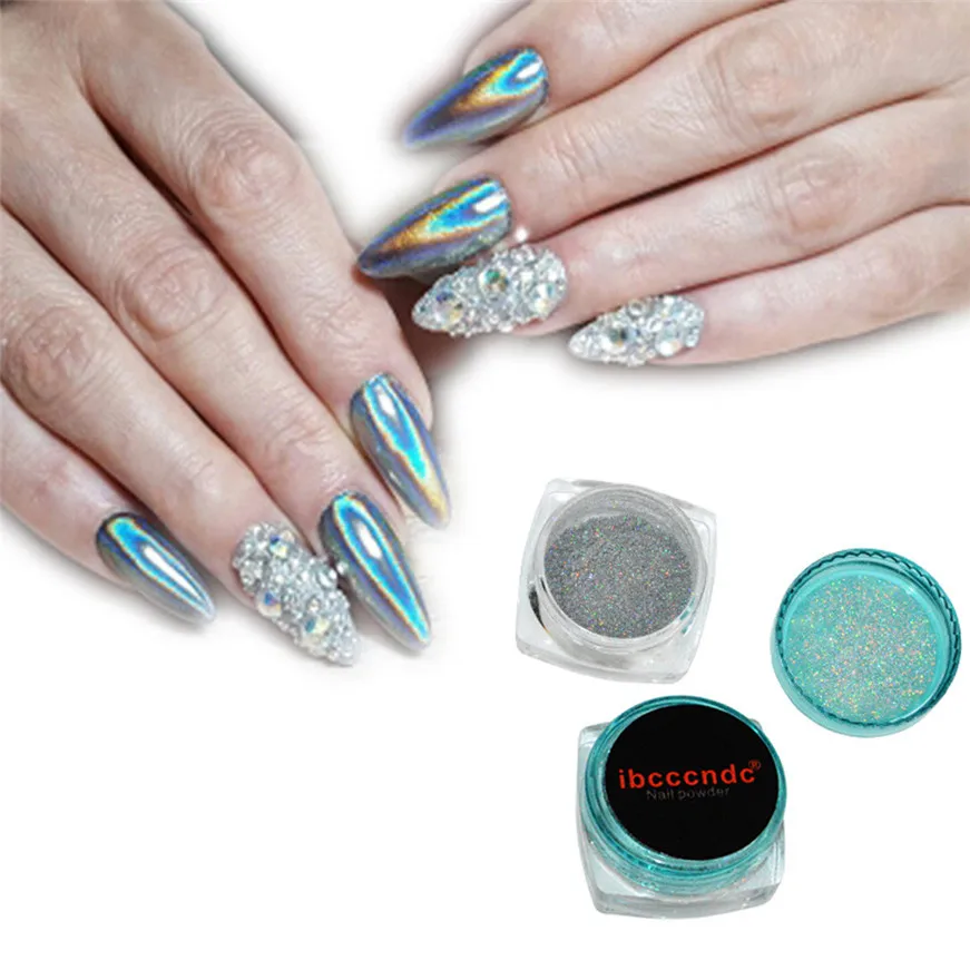 2017 # зеркало для дизайна ногтей голографическое искусство Радужный хромовый