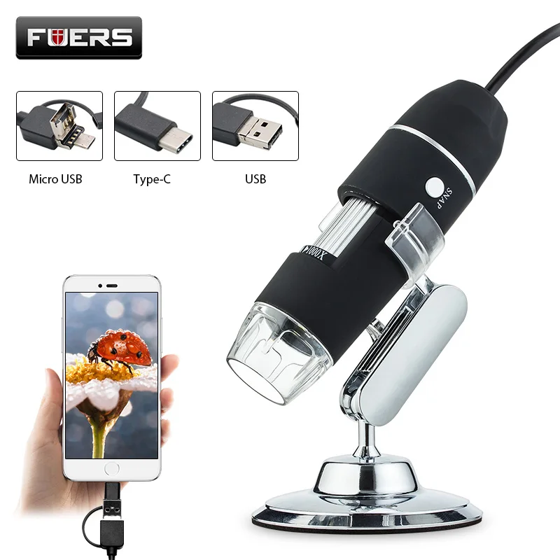Fuers 3 в 1 микроскоп камера 1080P 1000X 8 СВЕТОДИОДНЫЙ Цифровой Микроскоп USB эндоскоп