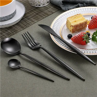 4PCS black Высококачественный набор посуды из нержавеющей стали 304 в западном стиле, Высококачественная вилка, нож, десертная посуда, кухонная посуда - Цвет: 4PCS black