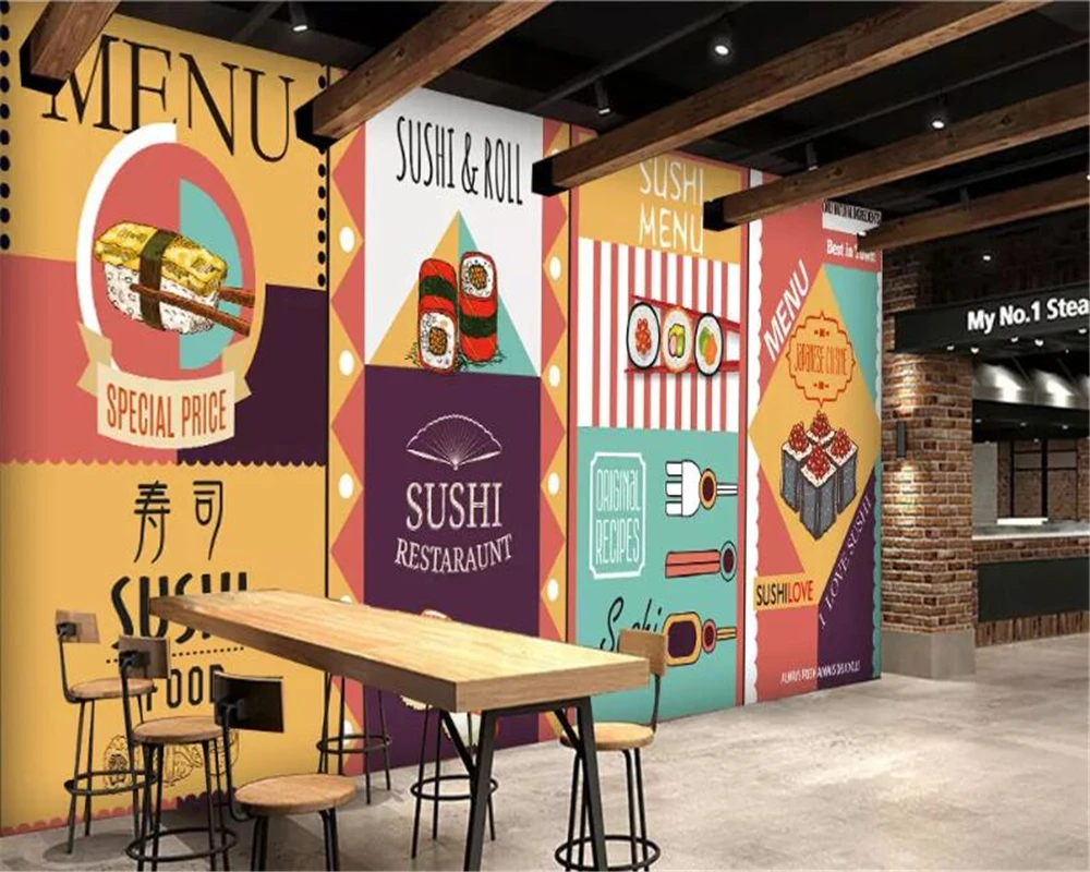 3d наклейка обои для суши японский ресторан гостиной|Обои| |