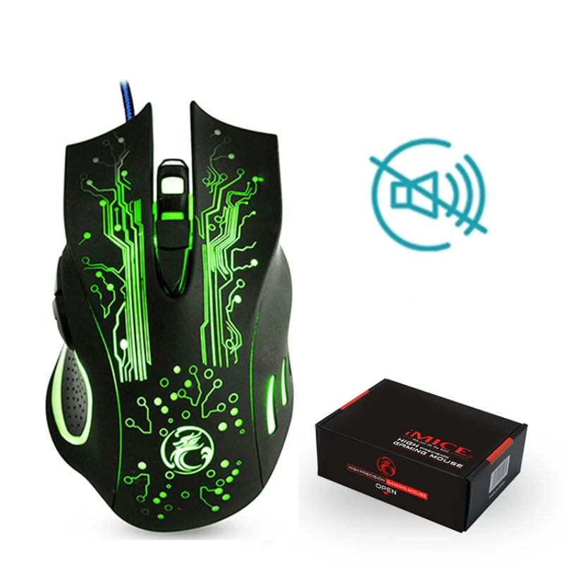 Игровая мышь iMice, компьютерная мышь, геймерская мышь, проводная, эргономичная, Mause, бесшумная, USB, 5000 точек/дюйм, Игровые Мыши для ПК, ноутбука - Цвет: Silent - Mute